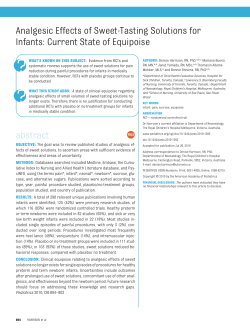 Analgesic Effects of Sweet-Tasting Solutions for Infants: Current