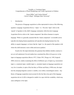 Comprehension of Plural Morphology and Verbal Agreement in