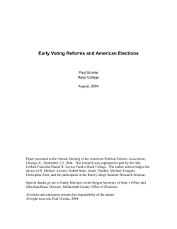 Early Voting Reforms and American Elections