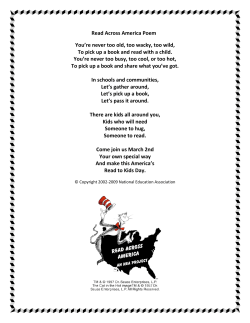 Read Across America Poem You`re never too old, too wacky, too