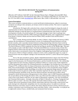 Hist 638: The Social History of Communication