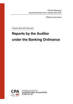 Reports by the Auditor under the Banking Ordinance