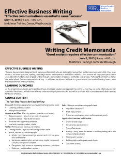 Effective Business Writing Writing Credit Memoranda
