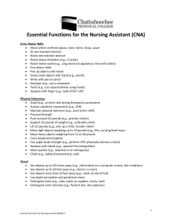 Essential Functions for the Nursing Assistant (CNA)