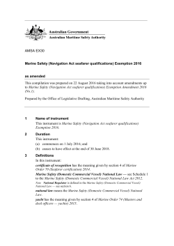 (Navigation Act seafarer qualifications) Exemption 2016