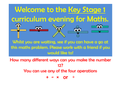 KS1 Maths Calculation Evening