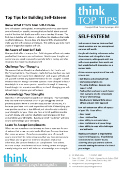 self-esteem - Think Clinical Psychologists