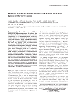 Probiotic Bacteria Enhance Murine and Human Intestinal Epithelial