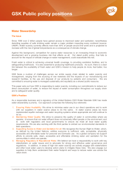 GSK and Water Stewardship