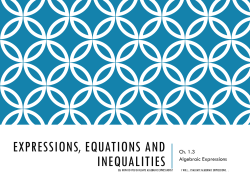 Expressions, Equations and Inequalities