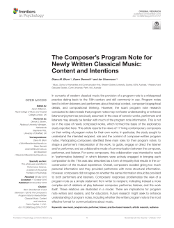 The Composer`s Program Note for Newly Written Classical Music