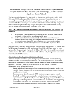 Instructions for the Application for Research Activities Involving