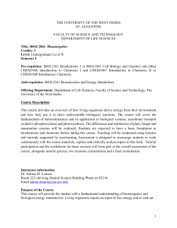 BIOC2061 - UWI St. Augustine - The University of the West Indies