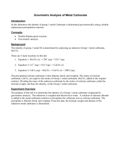 Lab #16: Gravimetric Analysis of Metal Carbonate