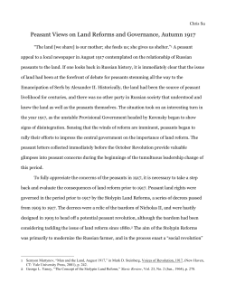 Peasant Views on Land Reforms and Governance