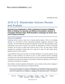 2016 US Shareholder Activism Review and Analysis
