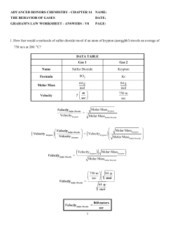 AHCC14 Graham`s Law Worksheet - Answers