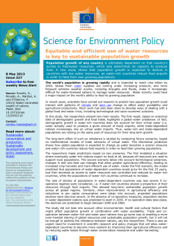 Equitable and efficient use of water resources is key to sustainable