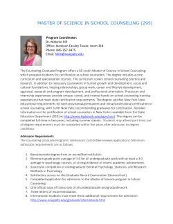 MASTER OF SCIENCE IN SCHOOL COUNSELING (295)