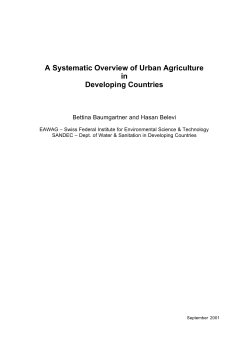 A Systematic Overview of Urban Agriculture in