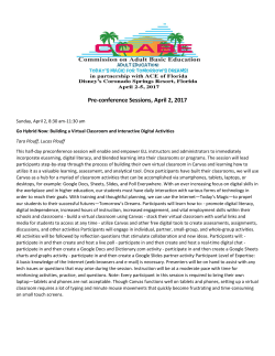 Pre-conference Sessions, April 2, 2017