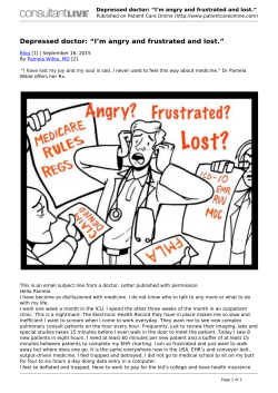 Depressed doctor: &ldquo;I`m angry and frustrated and lost.&rdquo;