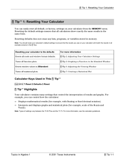 ³ TIpщ 1: Resetting Your Calculator