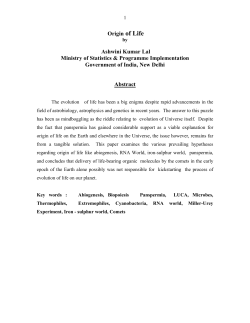 Origin of Life Ashwini Kumar Lal Ministry of Statistics