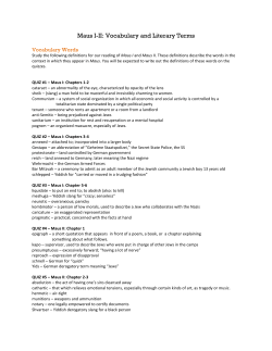 Maus I-II: Vocabulary and Literary Terms