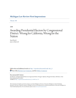 Awarding Presidential Electors by Congressional District: Wrong for