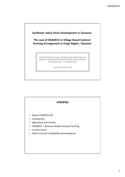 Sunflower Value Chain Development in Tanzania: The case