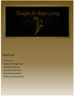 April 2017 - Better Living Massage Center and Spa