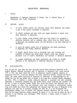 I TlTLE Identification of Adolescent Depression in Primary Care: A