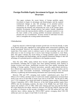 Foreign Portfolio Equity Investment in Egypt: An Analytical Overview
