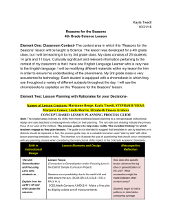 Kayla Twedt 10/31/16 Reasons for the Seasons 4th Grade