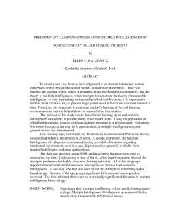 PREDOMINANT LEARNING STYLES AND MULTIPLE