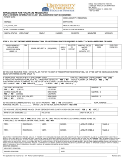 APPLICATION FOR FINANCIAL ASSISTANCE