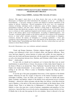 527 UNDERSTANDING RACE IN EARLY MODERN ENGLAND