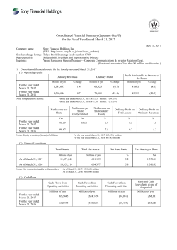 Consolidated Financial Summary (Japanese GAAP) for the Fiscal