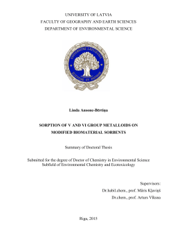 UNIVERSITY OF LATVIA FACULTY OF GEOGRAPHY AND EARTH