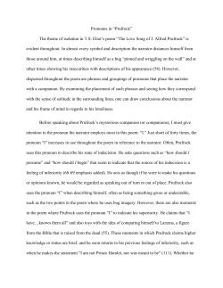 Pronouns in &ldquo;Prufrock&rdquo; The theme of isolation in T.S. Eliot`s poem
