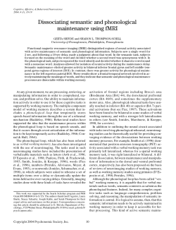 Dissociating semantic and phonological maintenance using fMRI