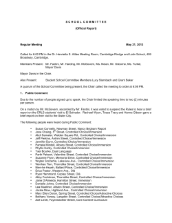 SCHOOLCOMMITTEE (Official Report) Regular Meeting May 21