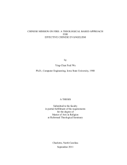 chinese mission on fire - a theological based approach