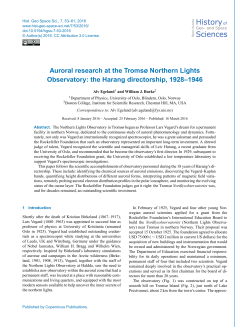 Auroral research at the Troms&oslash; Northern Lights Observatory