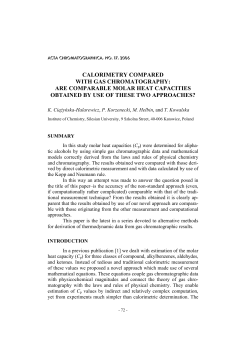 CALORIMETRY COMPARED WITH GAS CHROMATOGRAPHY