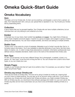 Omeka Quick-Start Guide