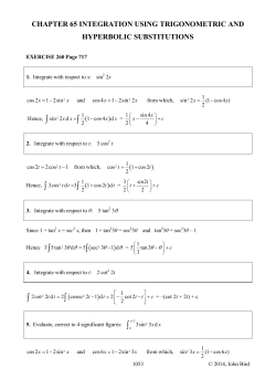 chapter 65 integration using trigonometric and hyperbolic substitutions