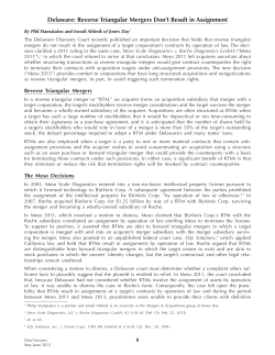 Delaware: Reverse Triangular Mergers Don`t Result in Assignment