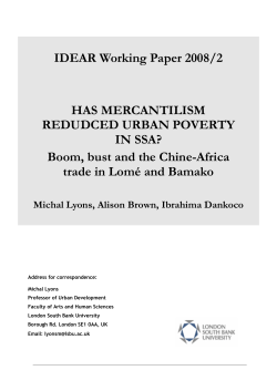 Has Mercentilism Reduced Urban Poverty in SSA?